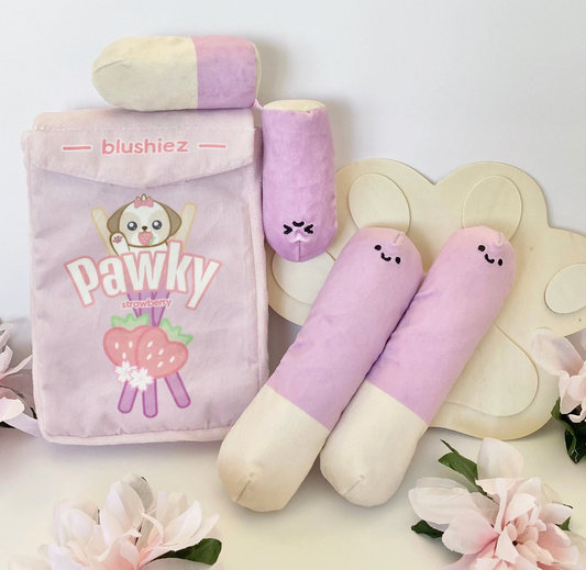STRAWBERRY PAWKY INTERACTIVE/NOSEWORK 4 Piece Dog Toy - Blushiez