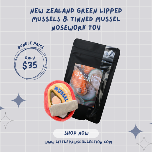 NEW ZEALAND GREEN LIPPED MUSSELS & TINNED MUSSEL NOSEWORK TOY