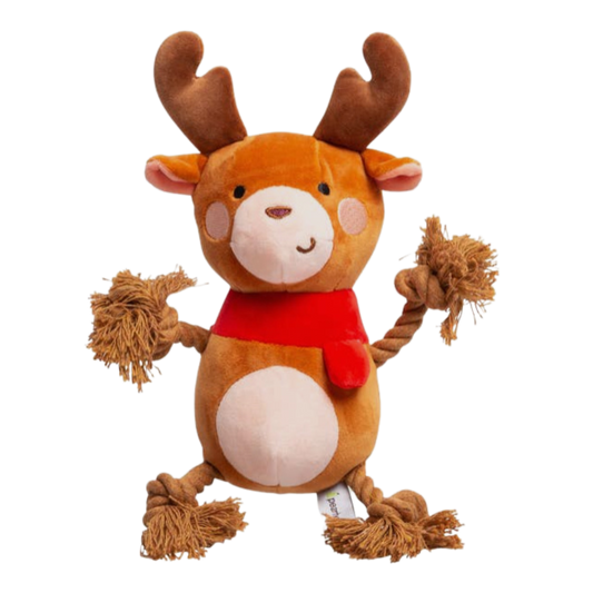 REINDEER PLUSH ROPE CHRISTMAS DOG TOY