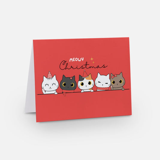 Meowy Christmas Card (red)