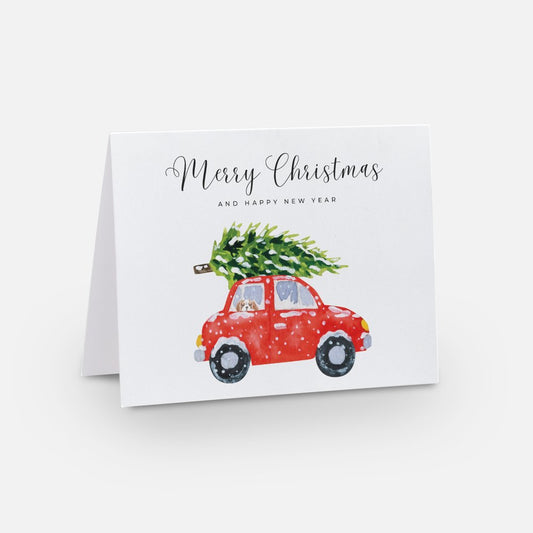 Merry Christmas Red Car Card