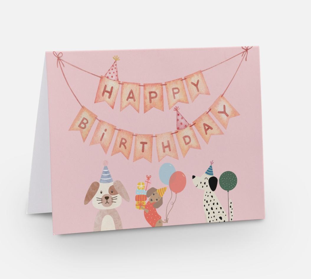 HAPPY BIRTHDAY PAWTY BANNER CARD