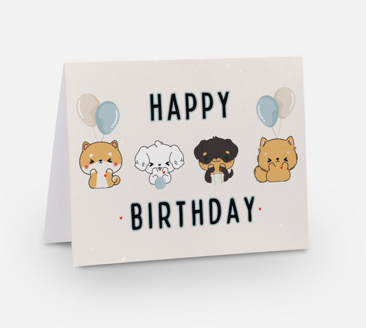 HAPPY BIRTHDAY PAWTY BALLOON CARD